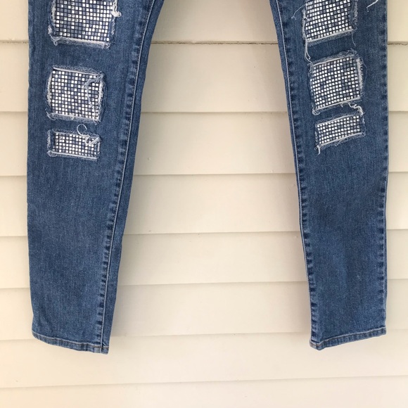 Balmain Paris Men’s Denim Jeans Crystal Knee Patches Slim Fit Size 30 - Picture 4 of 10